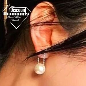 South Sea Shell Pearl Drop Stud Earrings 18K Gold on 925 Silver